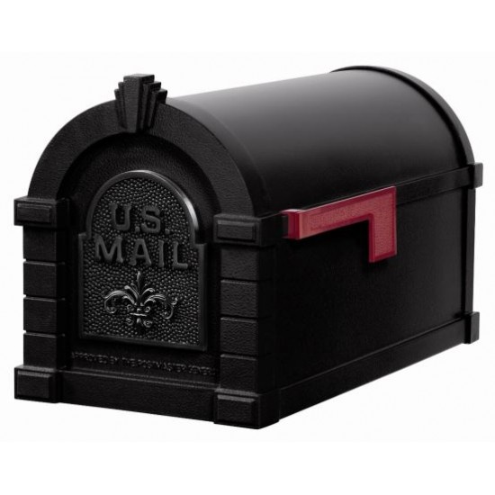 Keystone Mailbox - Black with Black Fleur de Lis - KS-19F