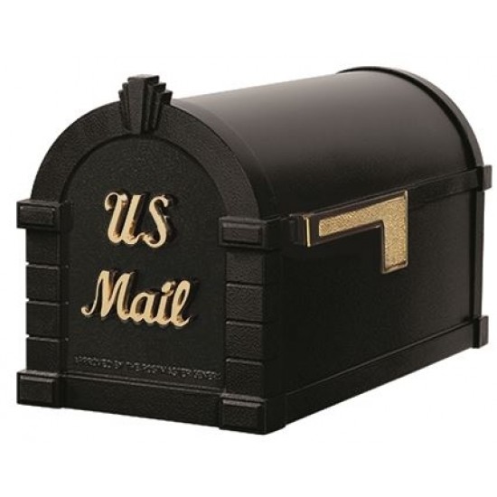 Keystone Mailbox - Black with Polished Brass Script - KS-7S